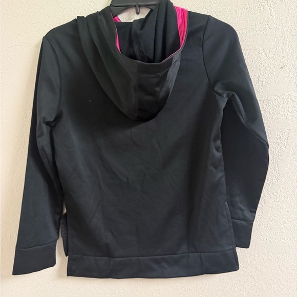 Adidas Youth Hoodie in Black with Vibrant Pink Accents - Picture 2 of 2